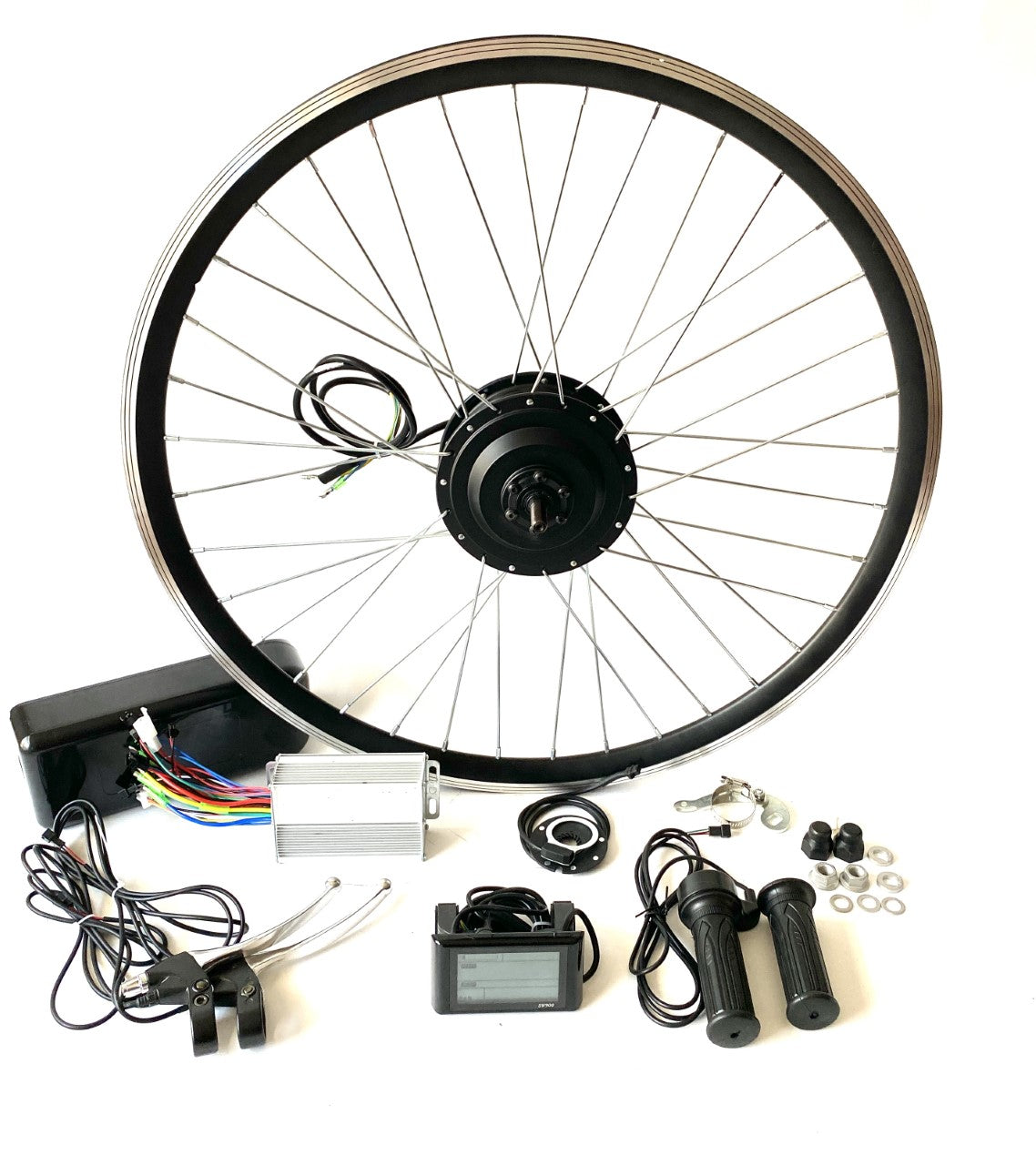 26" , 27.5'', 29" or 700c - 500w Geared Front wheel kit
