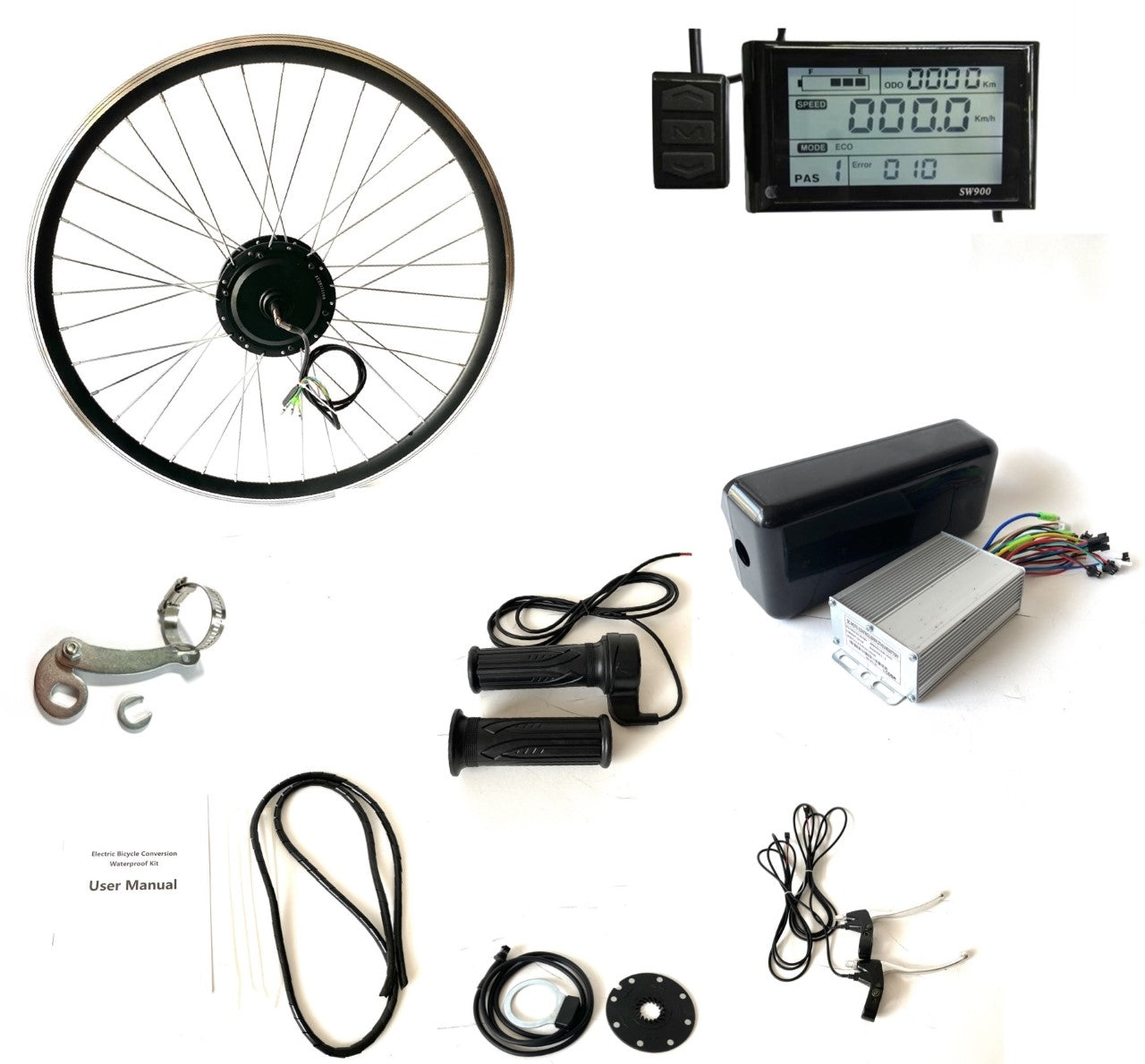 26" , 27.5'', 29" or 700c - 500w Geared Front wheel kit